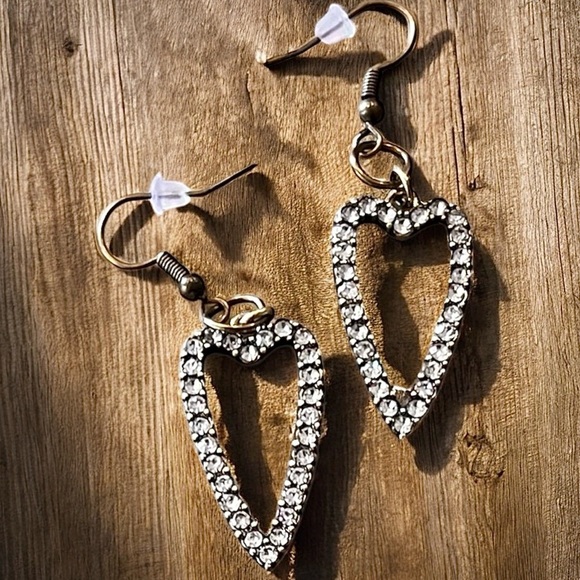 Bronze Heart-Shaped Rhinestone Earrings Boho - Picture 7 of 17
